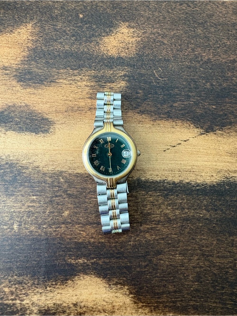 Guess Two-Tone Gold and Silver Women's Watch with Black Dial